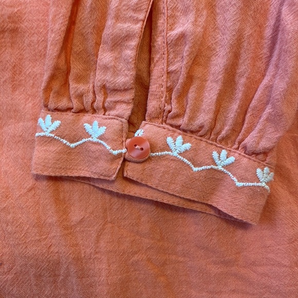 Lucky Brand Coral Linen Embroidered Top - Picture 4 of 5
